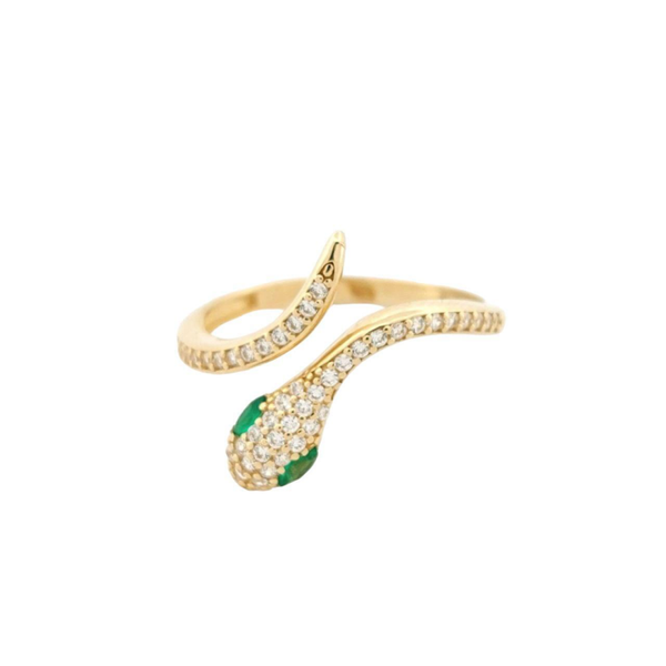 Anillo serpiente de ojos verdes