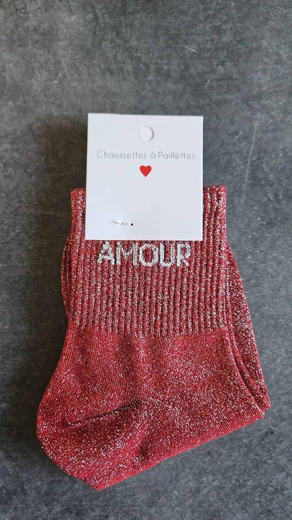CHAUSSETTE PAILLETTES AMOUR