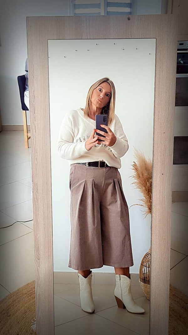 JUPE CULOTTE TAUPE EDEN