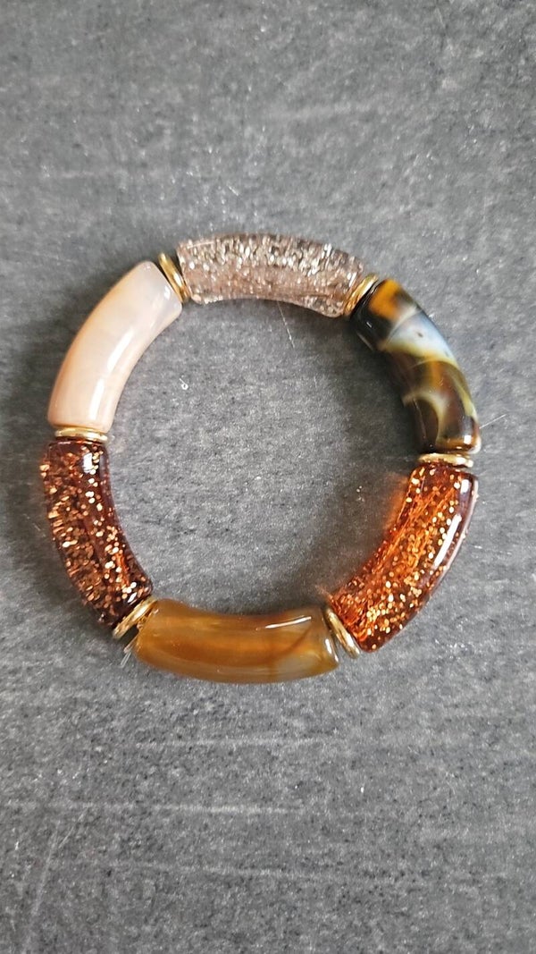 BRACELET MALIA MARRON PAILLETE