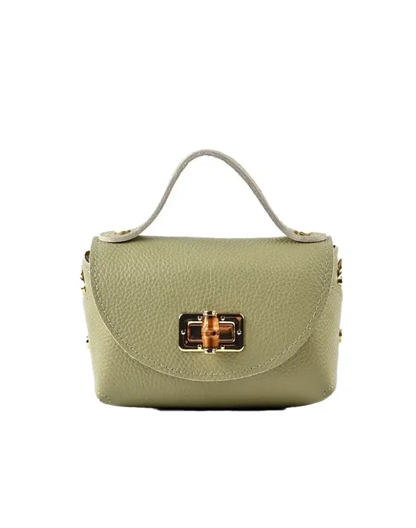 Lederen tas - pistache / goud