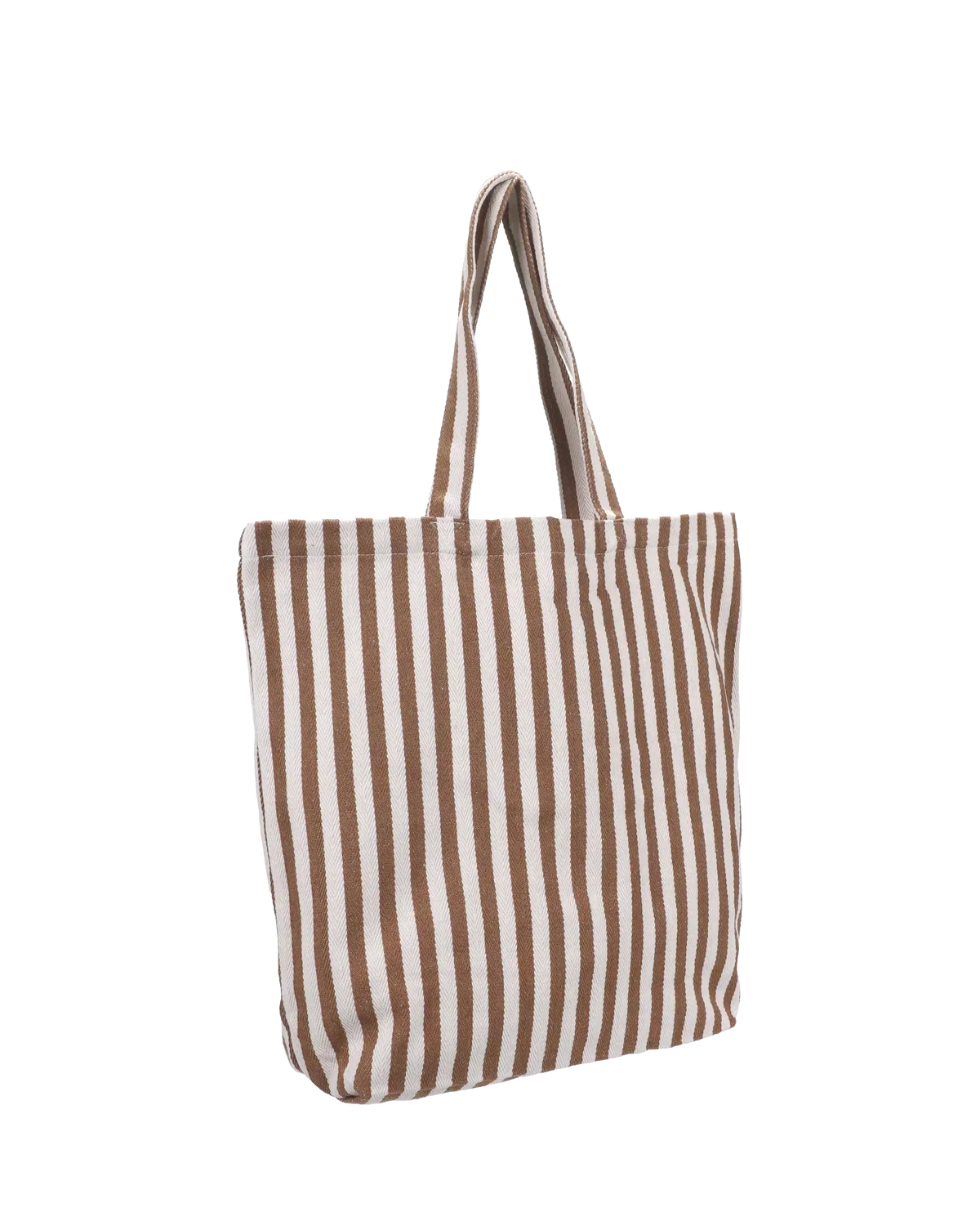 Katoenen tas - bruin / wit gestreept