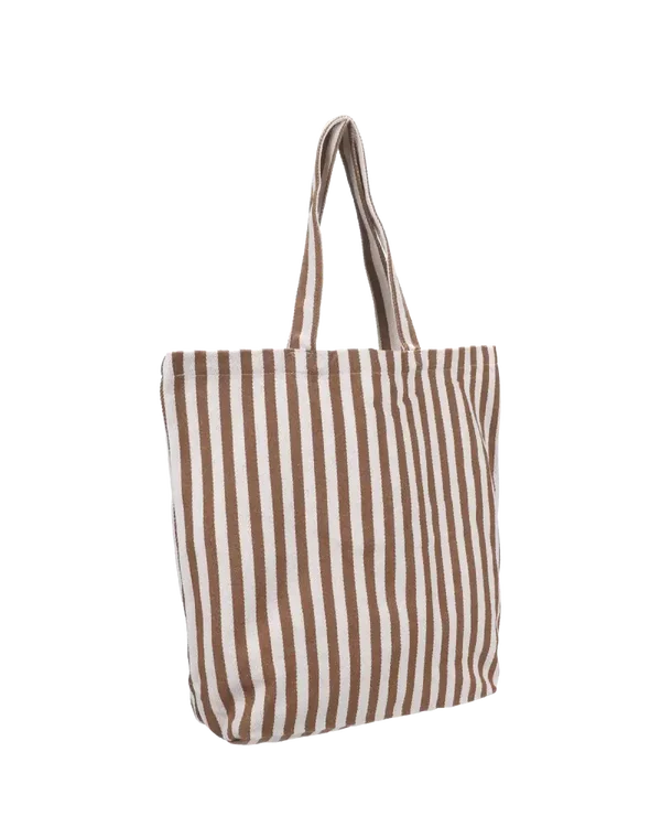 Katoenen tas - bruin / wit gestreept