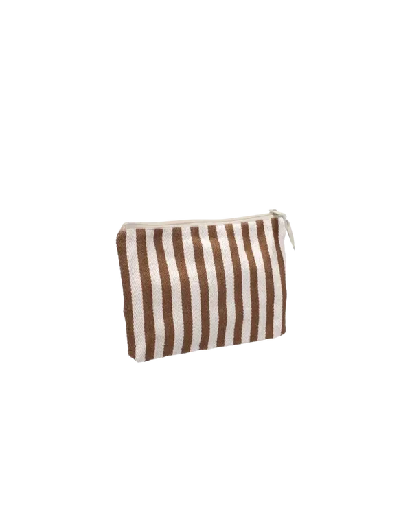 Toilettas - bruin / wit gestreept