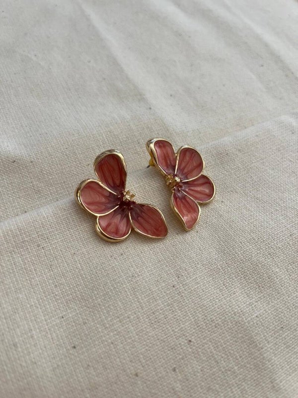 Oorbellen bloem - oudroze