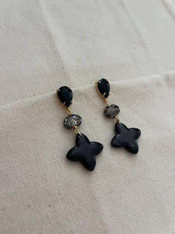 Oorbellen - goud / zwart