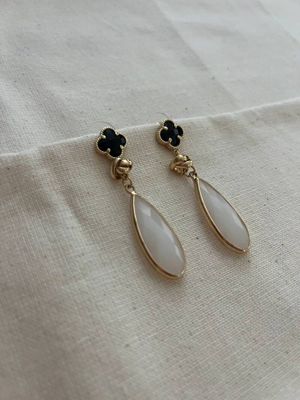 Oorbellen - goud / zwart / wit