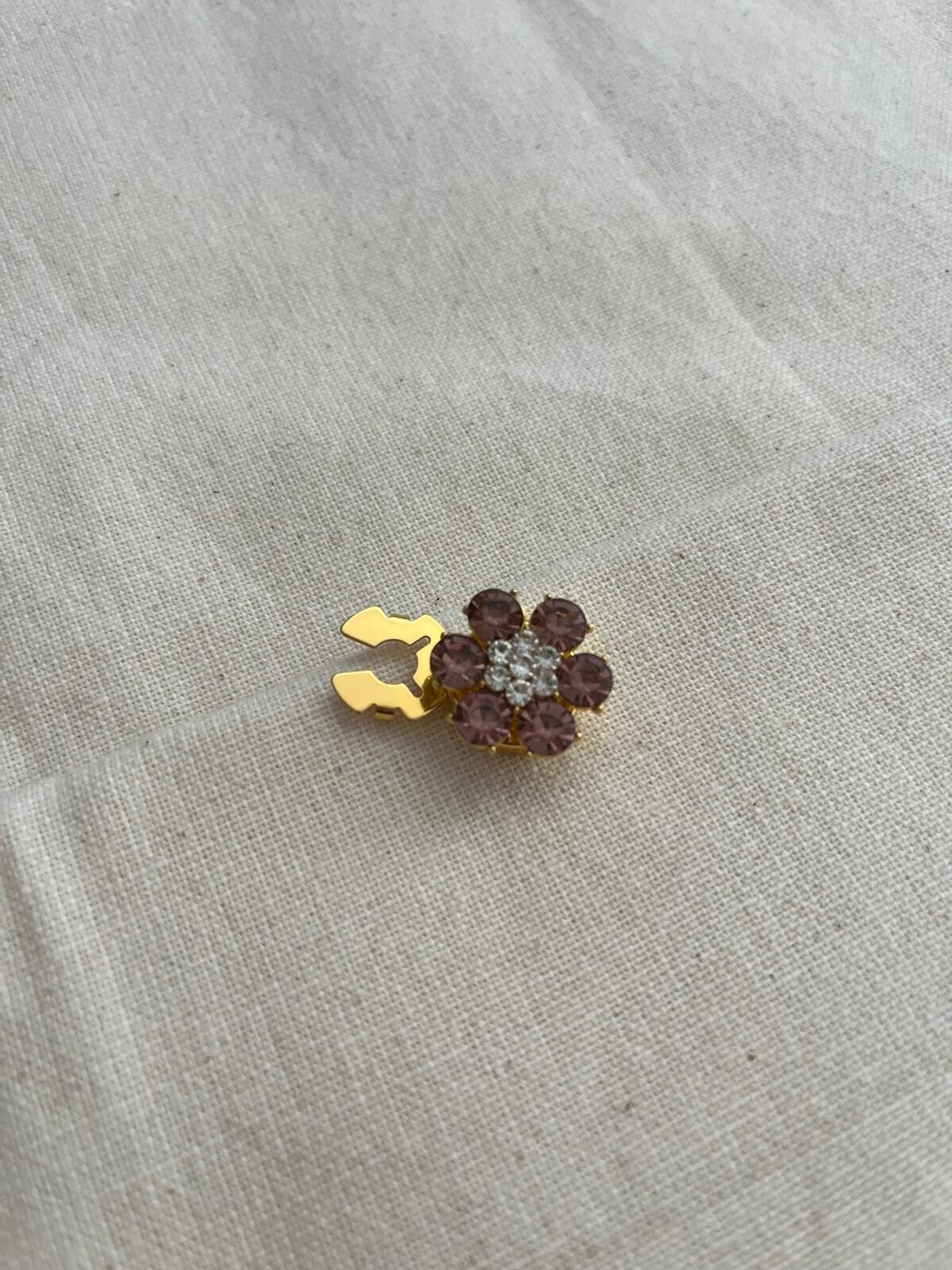 Button cover bloem - goud / oudroze