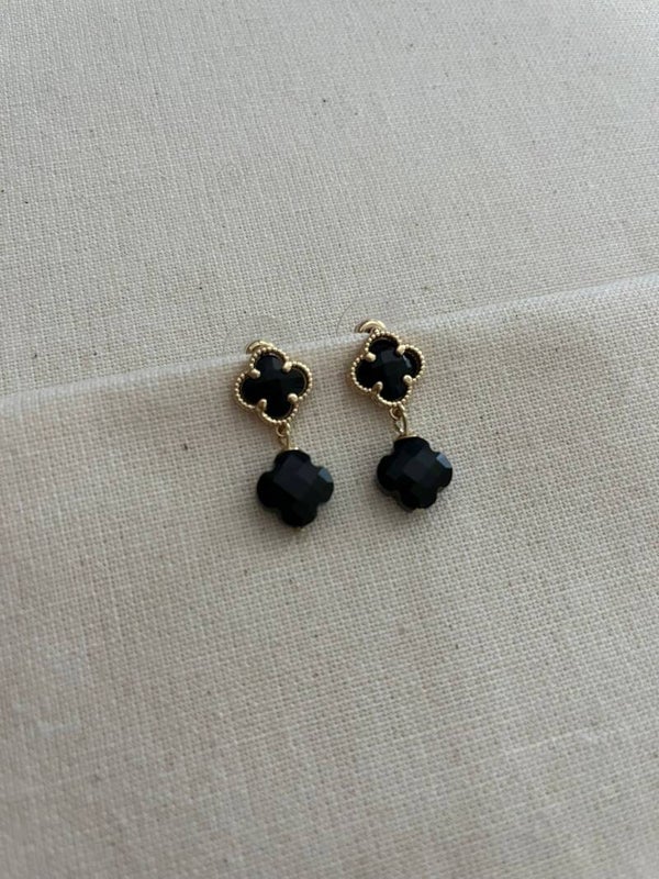 Oorbellen glas kristal - zwart / goud