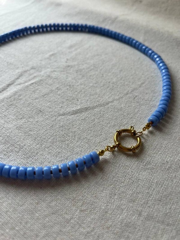 Ketting - lichtblauw / oker / goud