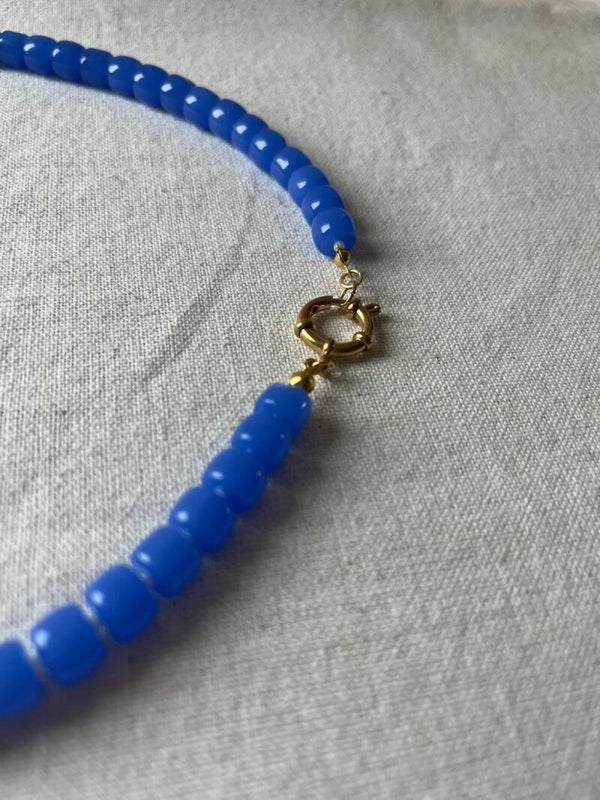Ketting - lichtblauw / wit / goud