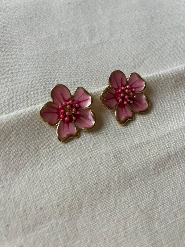 Oorbellen bloemen - lichtroze / goud