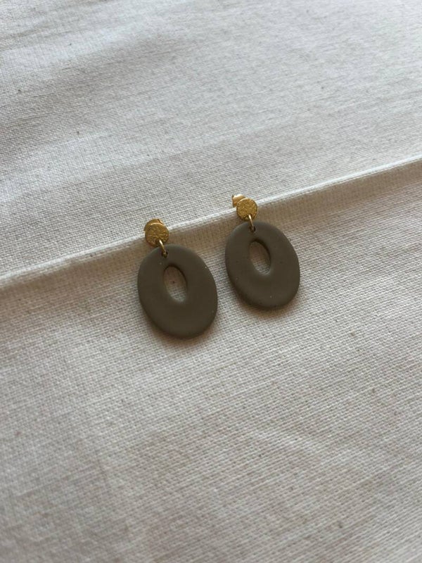 Oorbellen - sage / goud