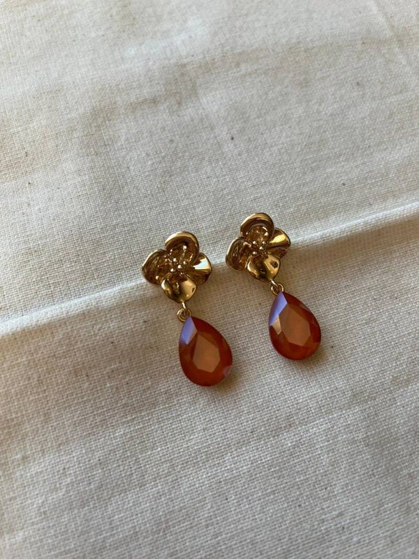 Oorbellen - goud / oranje