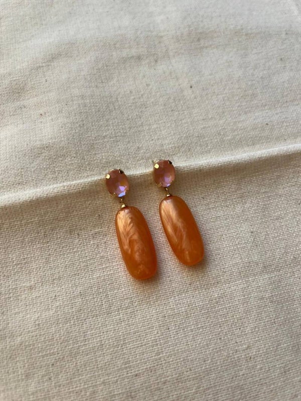 Oorbellen - goud / oranje