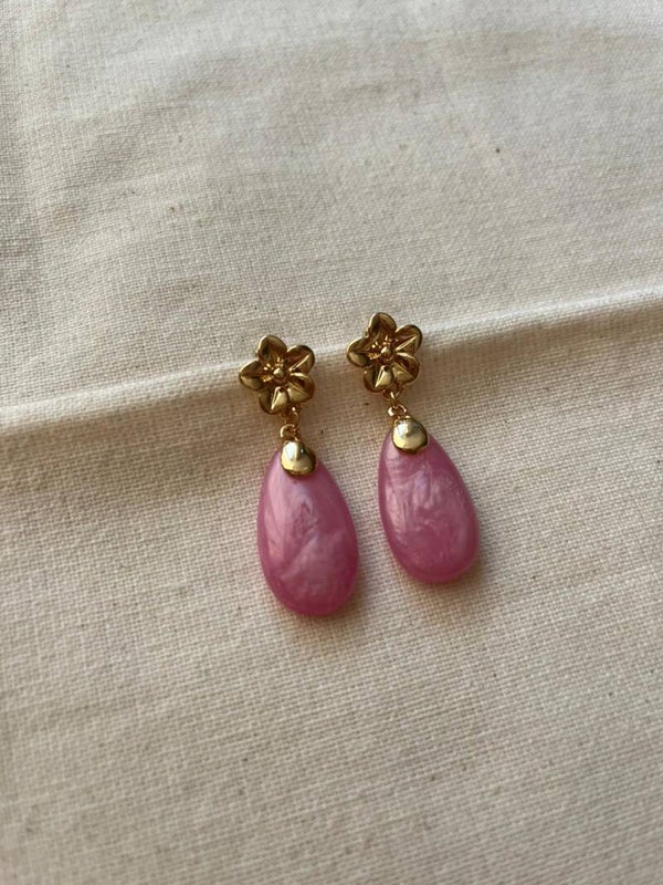 Oorbellen - goud / roze