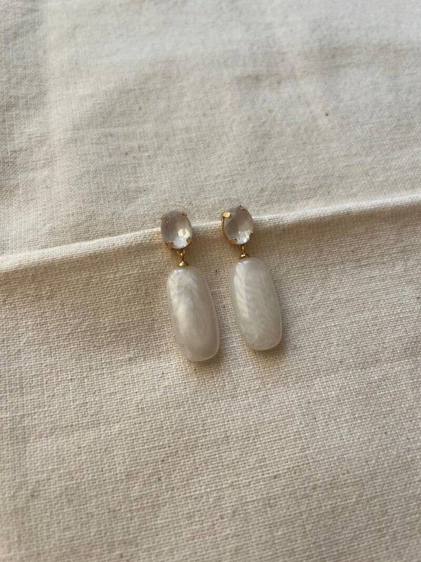 Oorbellen - goud / wit