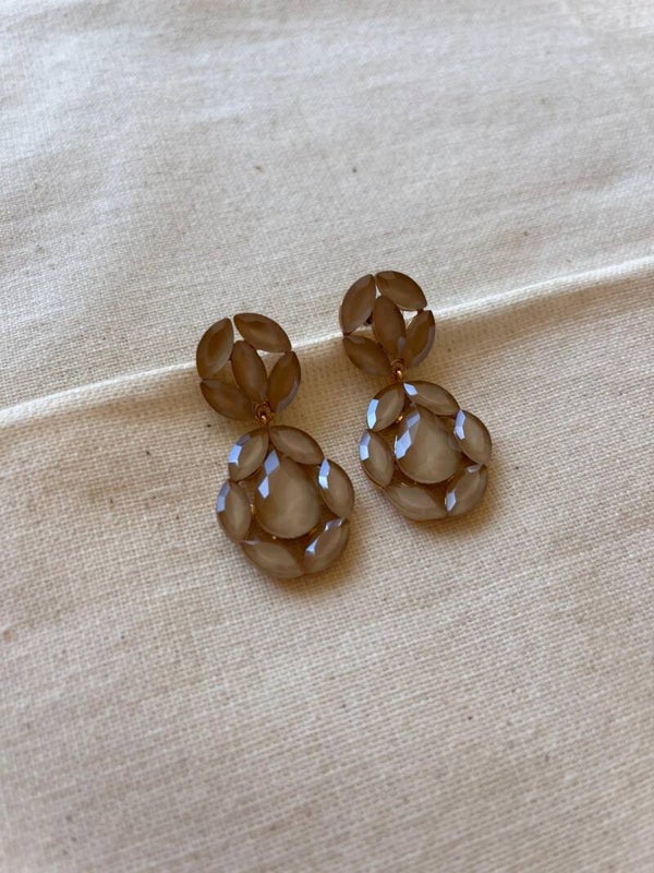 Oorbellen glas kristal - goud / zand