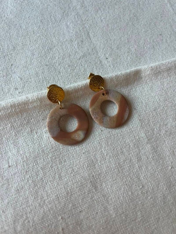 Oorbellen donut - bruintinten / goud