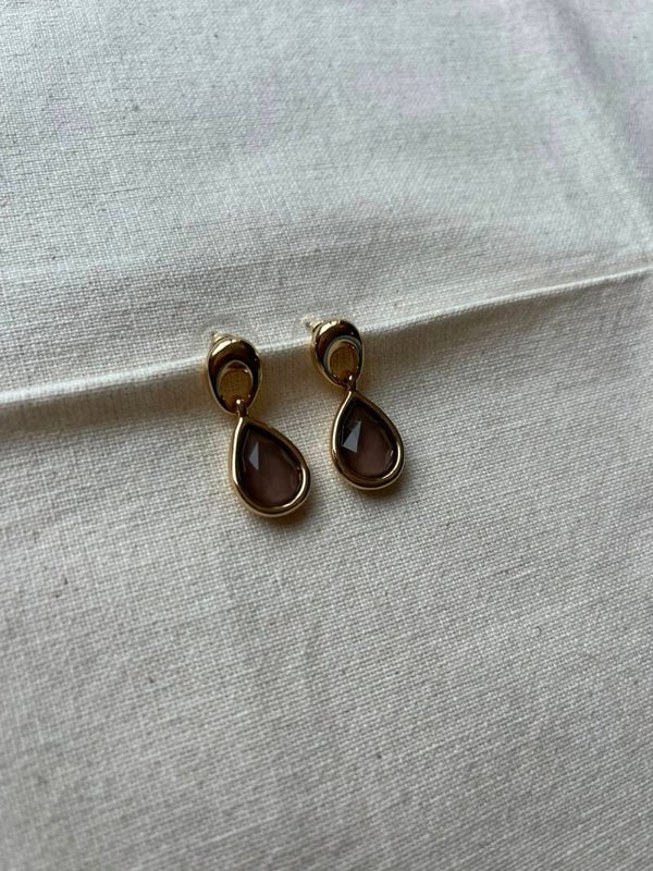 Oorbellen - taupe / goud