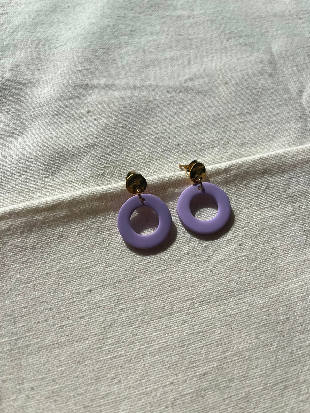 Oorbellen donut - lila / goud