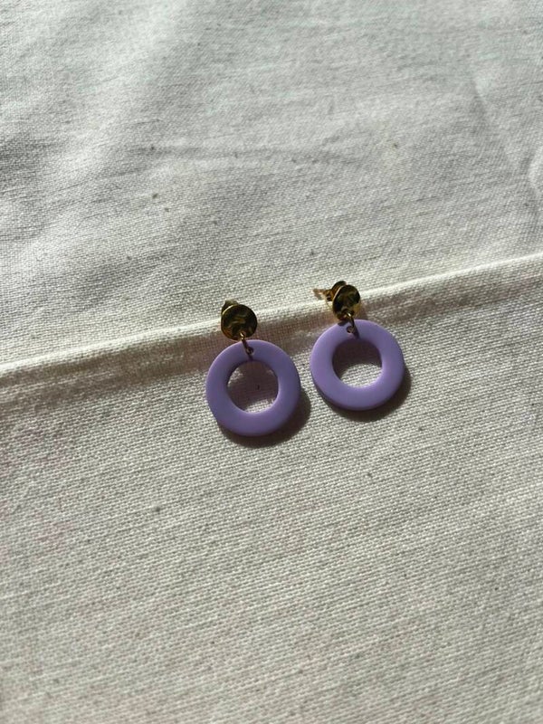 Oorbellen donut - lila / goud