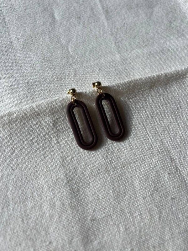 Oorbellen - donkerbruin / goud