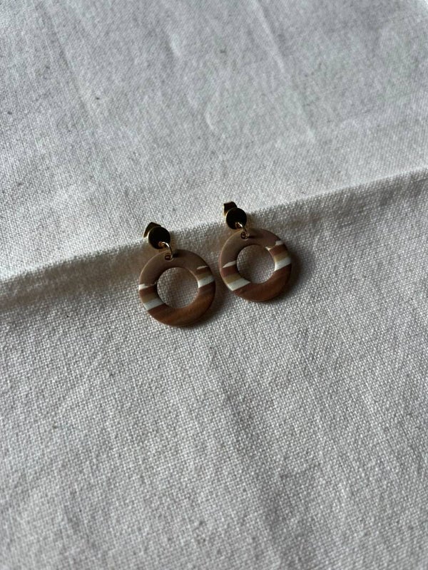 Oorbellen donut - bruintinten / goud