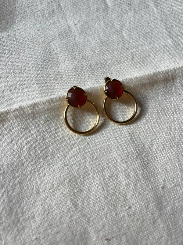 Oorbellen - cognac / goud
