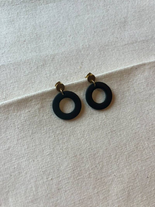 Oorbellen donut - zwart / goud