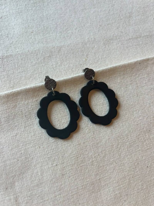 Oorbellen - zwart / zilver