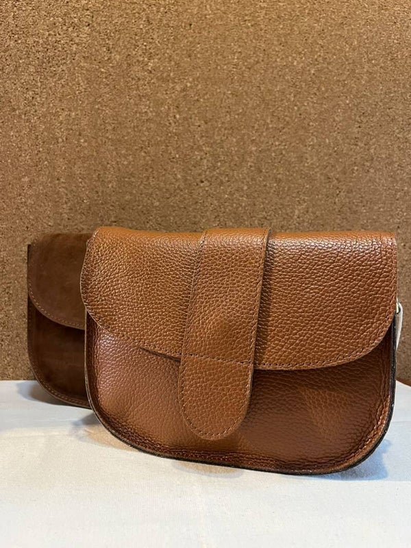 Lederen schoudertas - cognac