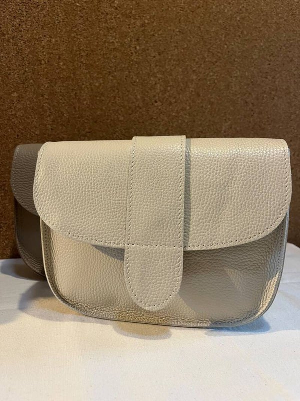 Lederen schoudertas - beige