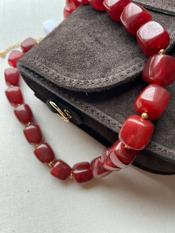 Ketting - bordeaux / goud