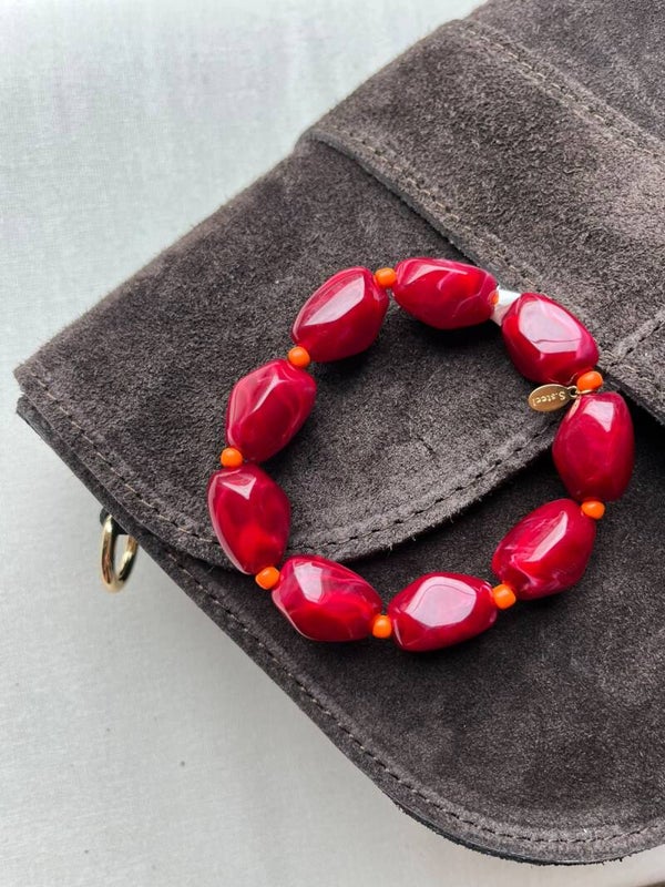 Armband - bordeaux / oranje