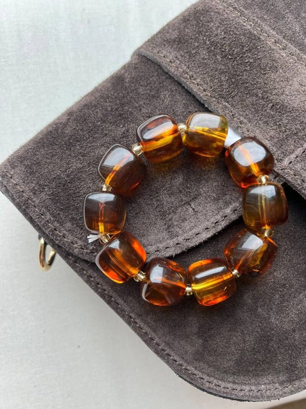Armband - bruin transparant / goud