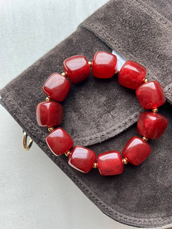 Armband - bordeaux /goud