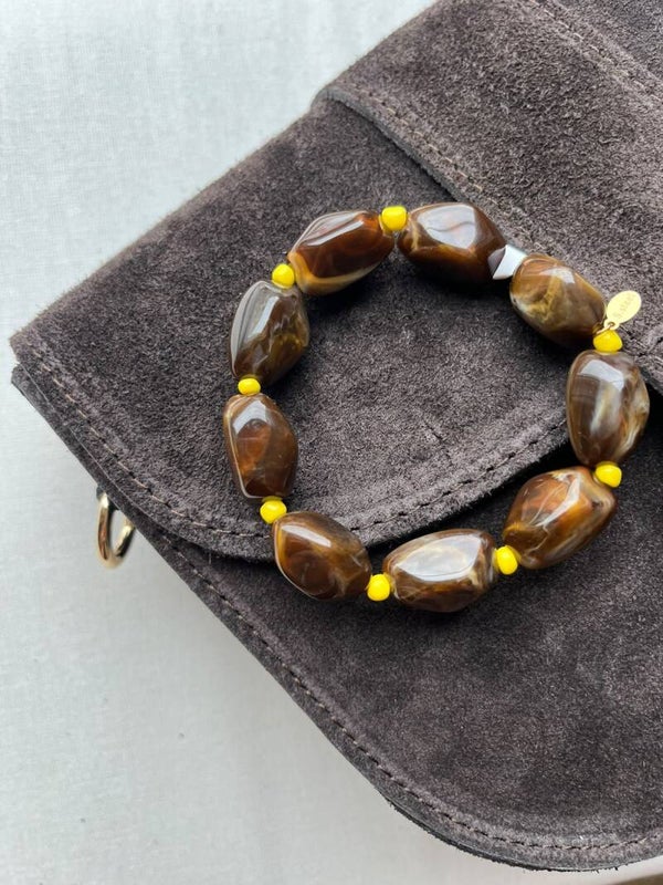 Armband - bruintinten / geel