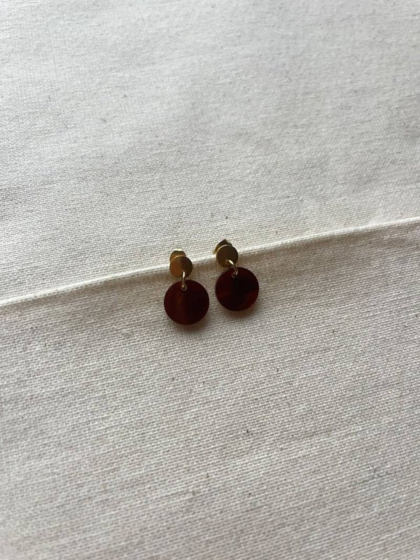 Oorbellen - cognac / goud