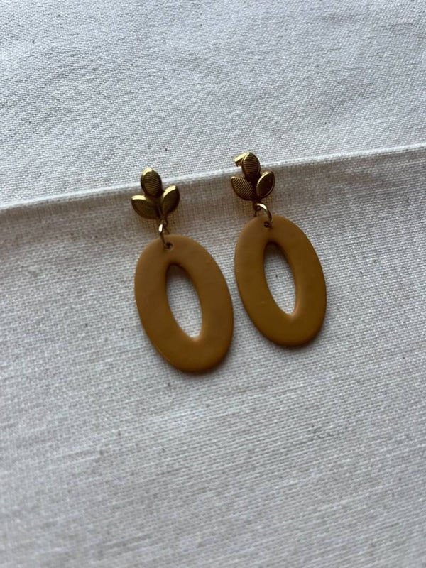 Oorbellen - okergeel / goud