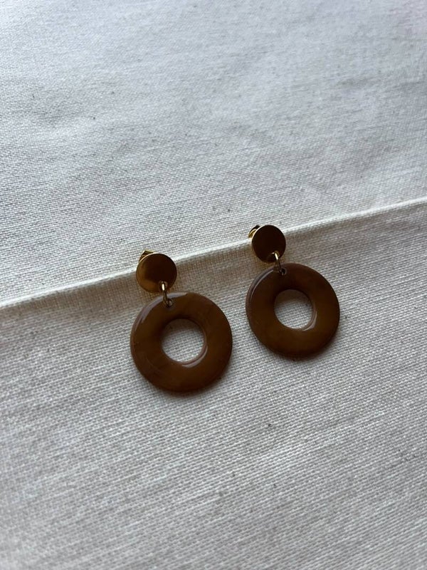 Oorbellen - bruintinten / cognac / goud