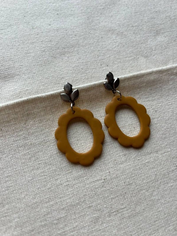 Oorbellen - okergeel / zilver