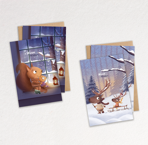 4 Christmas cards - Package 2