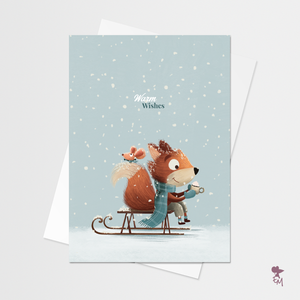 Christmas card  - Warm Wishes Fox
