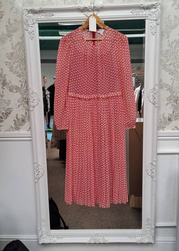 L.K. Bennett chiffon pleated dress.  Size 14