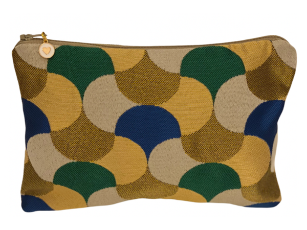 Pochette vintage dorée vert/bleu