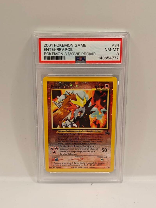 2001 pokemon game Entei rev.foil pokemon 3 movie promo PSA 8