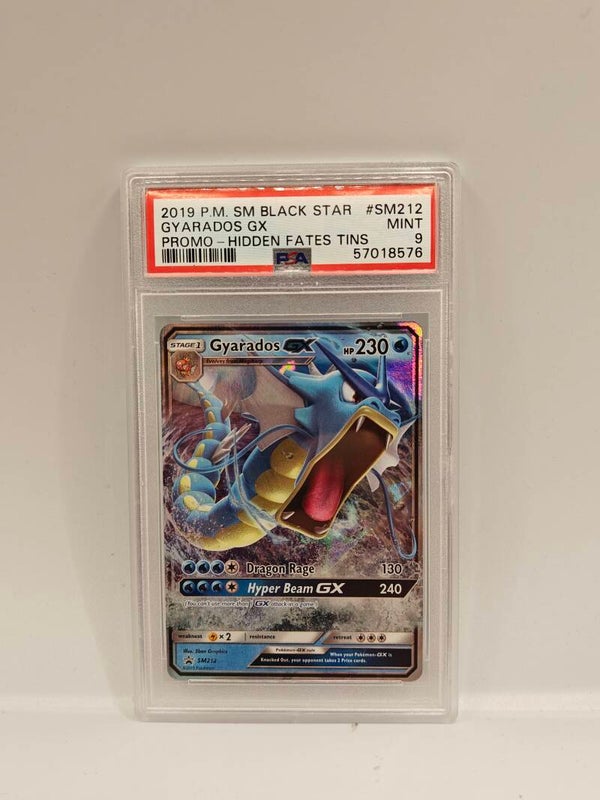 2019 P.M black star Gyarados GX promo hidden fates tins PSA 9