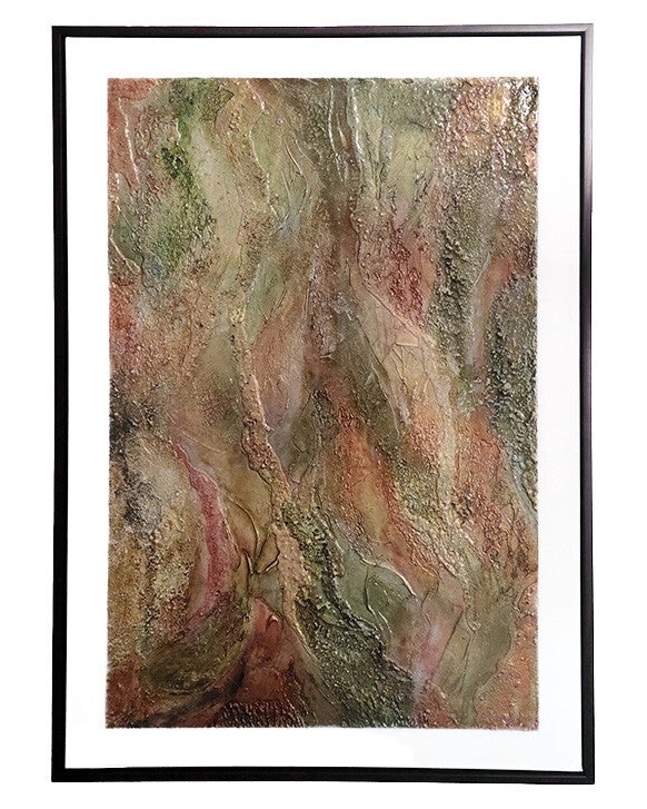 Blush and Earth, textured abstract mixed media artwork by Caron Ory