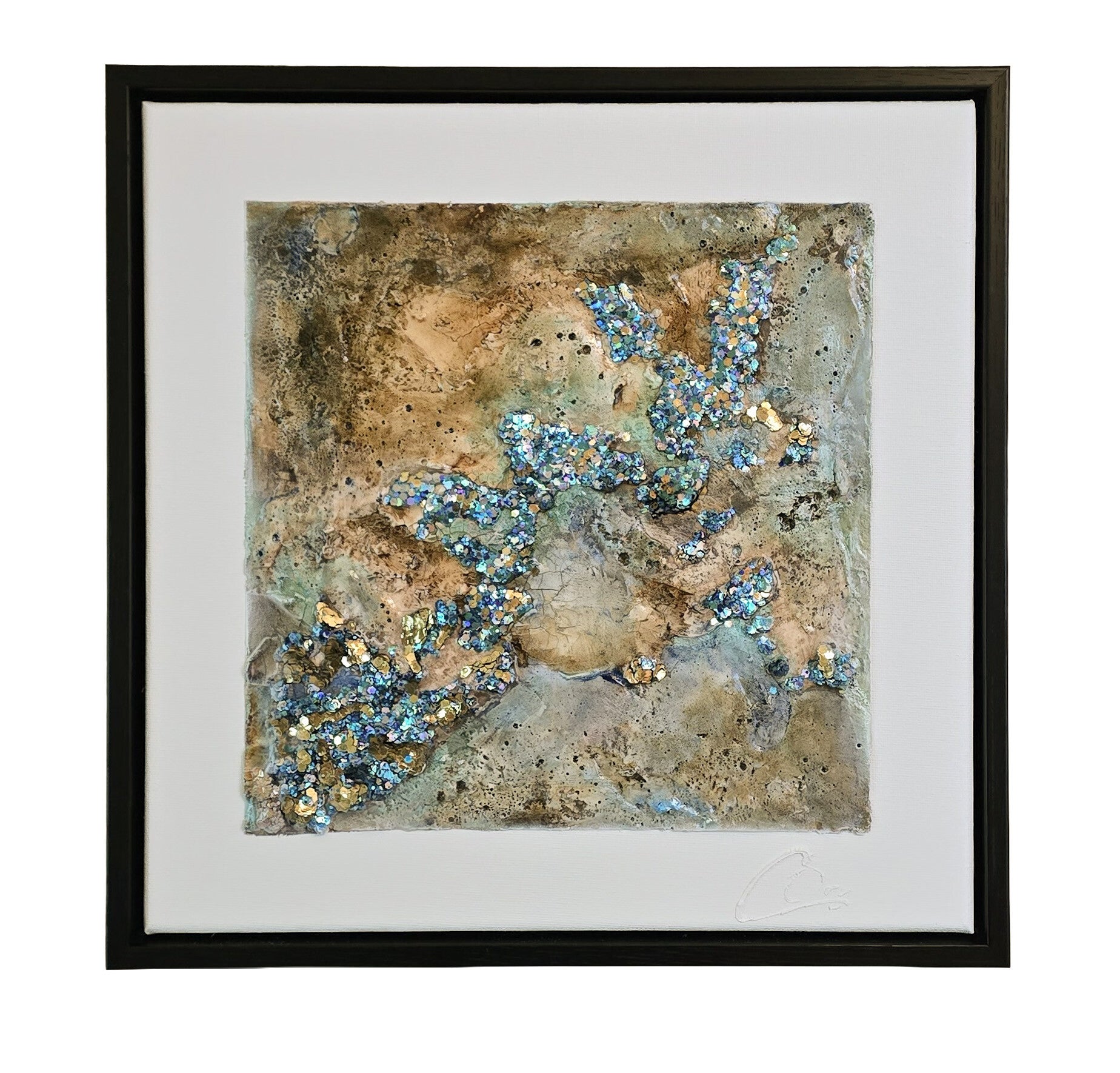 The Earth Borrowed the Stars, textured abstract mixed media artwork by Caron Ory